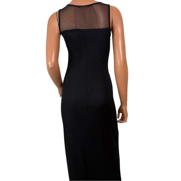 Y2K Black Mesh Dark Fairy Maxi Dress S Whimsigoth Sleeveless  Glitter Leaf Flame - Picture 4 of 7